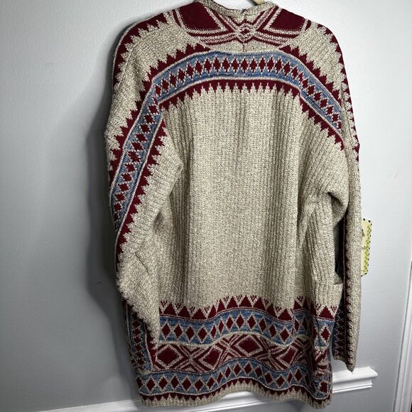 Lucky Brand Open Front Duster Cardigan Womens Sz Large Southwestern Blanket - Picture 8 of 10